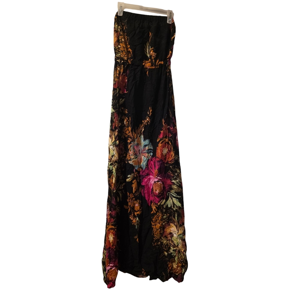 Xhilaration - Strapless Dress - Black with Floral - Size XS
